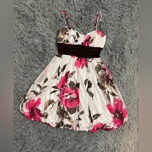 Speechless Womens Floral Print Mini Dress with adjustable spaghetti straps